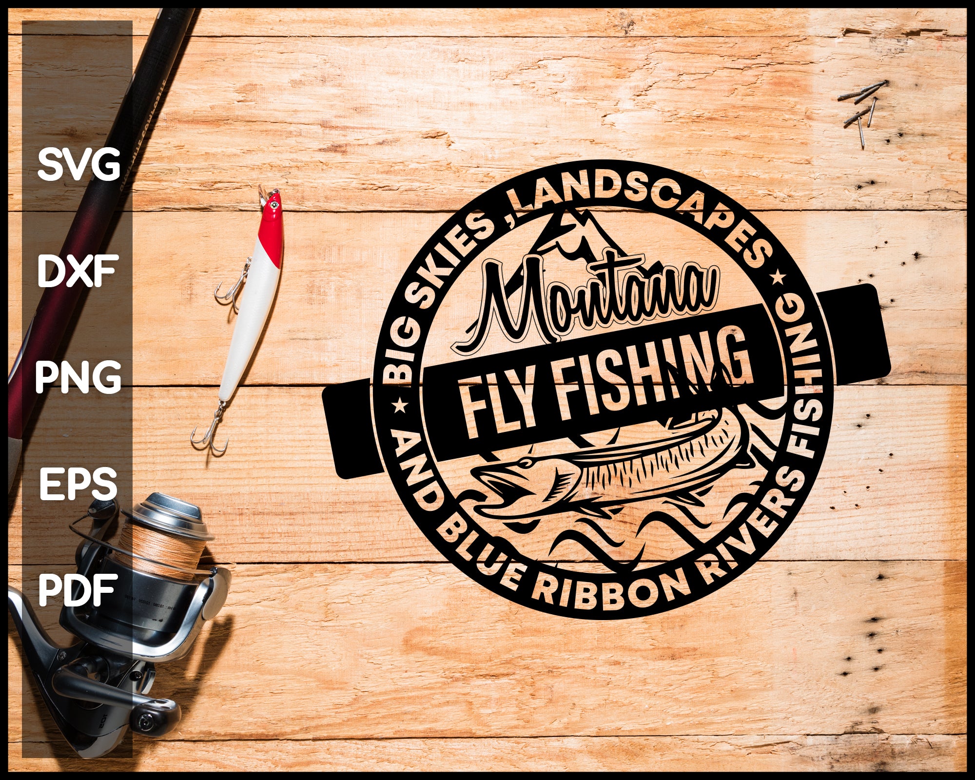 Montana Fly Fishing svg png Silhouette Designs – Creativedesignmaker
