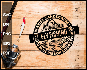 Montana Fly Fishing svg png Silhouette Designs For Cricut And Printable Files