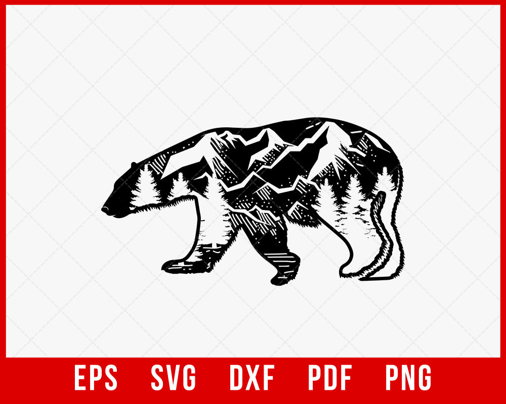Mountain Range Bear Hunting Outdoor SVG Cutting File Digital Download