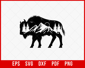Mountain Range Bison Outdoor Hunting SVG Cutting File Digital Download