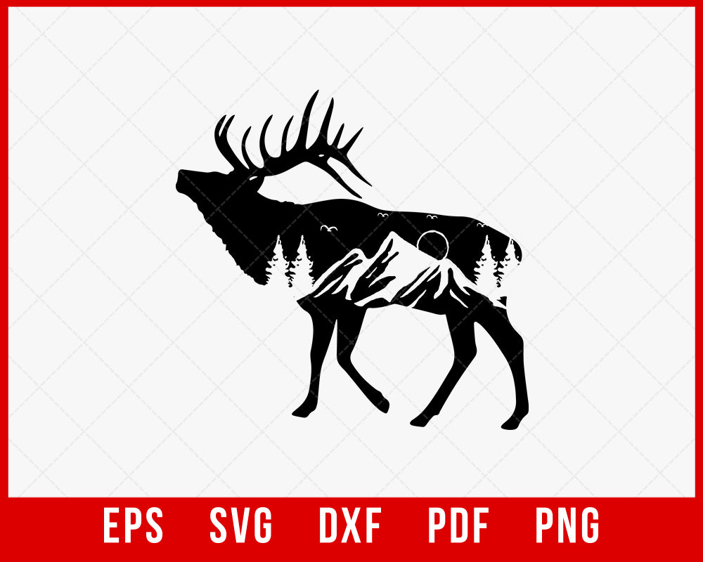 Mountain Range Elk Hunting Outdoor SVG Cutting File Digital Download
