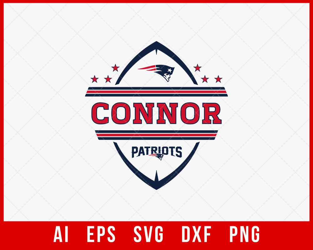 Connor Patriots American Football Team NFL SVG Cut File for Cricut Digital Download