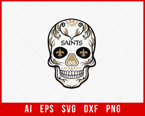 New Orleans Saints Logo Skeleton Clipart SVG Cut File for Cricut Digital Download