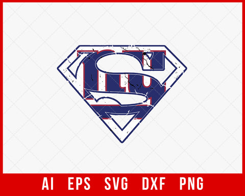 New York Giants Superman Logo T Shirt Silhouette NFL SVG PNG EPS DXF Cut File for Cricut Digital Download