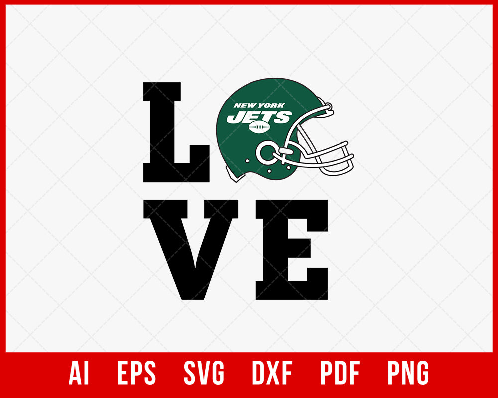 New York Jets Football Love Clipart T-shirt Design SVG DXF Cut File for Cricut Digital Download