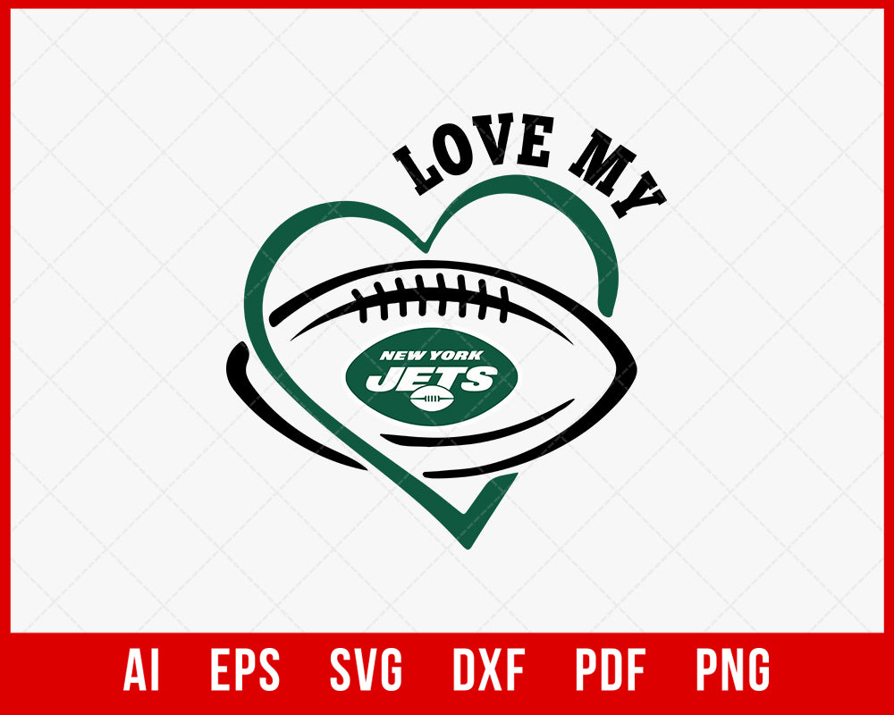 Love My New York Jets T-shirt Design SVG Cut File for Cricut Digital Download