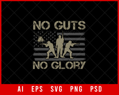 No Guts No Glory Military Editable T-shirt Design Digital Download File