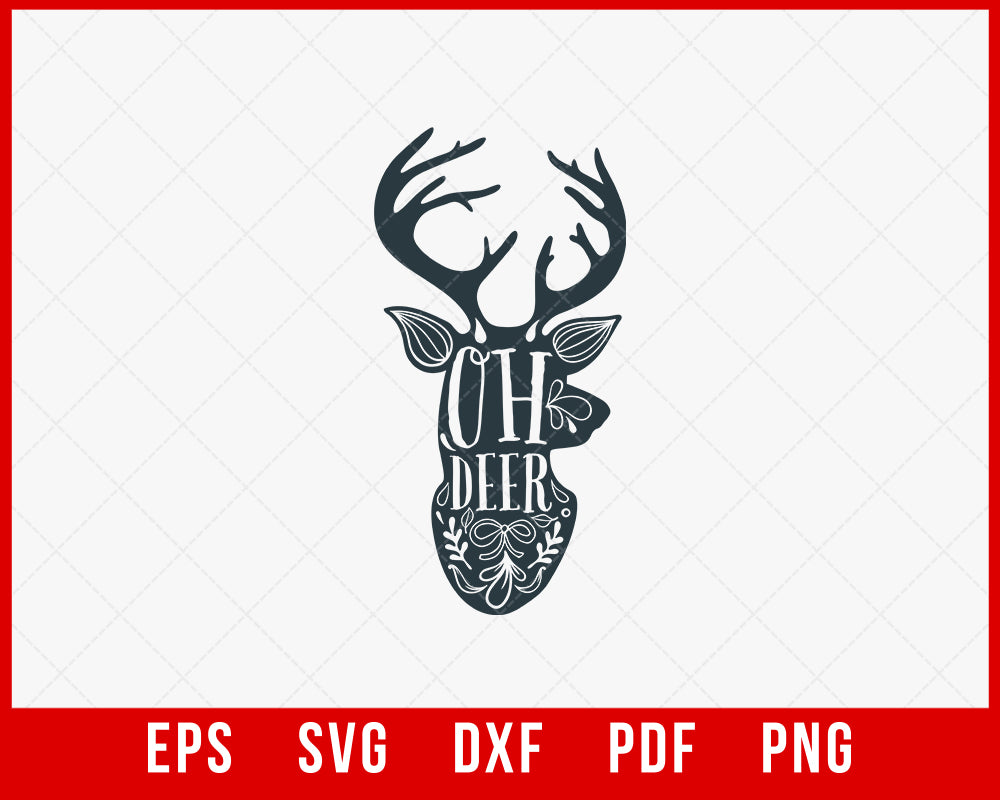 Oh Deer Funny Christmas SVG Cutting File Monogram Split Middle Cameo Digital Download