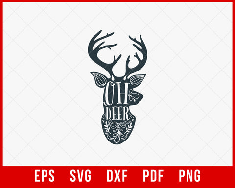 Oh Deer Funny Christmas SVG Cutting File Monogram Split Middle Cameo Digital Download