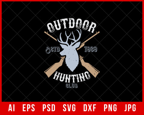 Outdoor Hunting Club Est 1969 Editable T-shirt Design Digital Download File