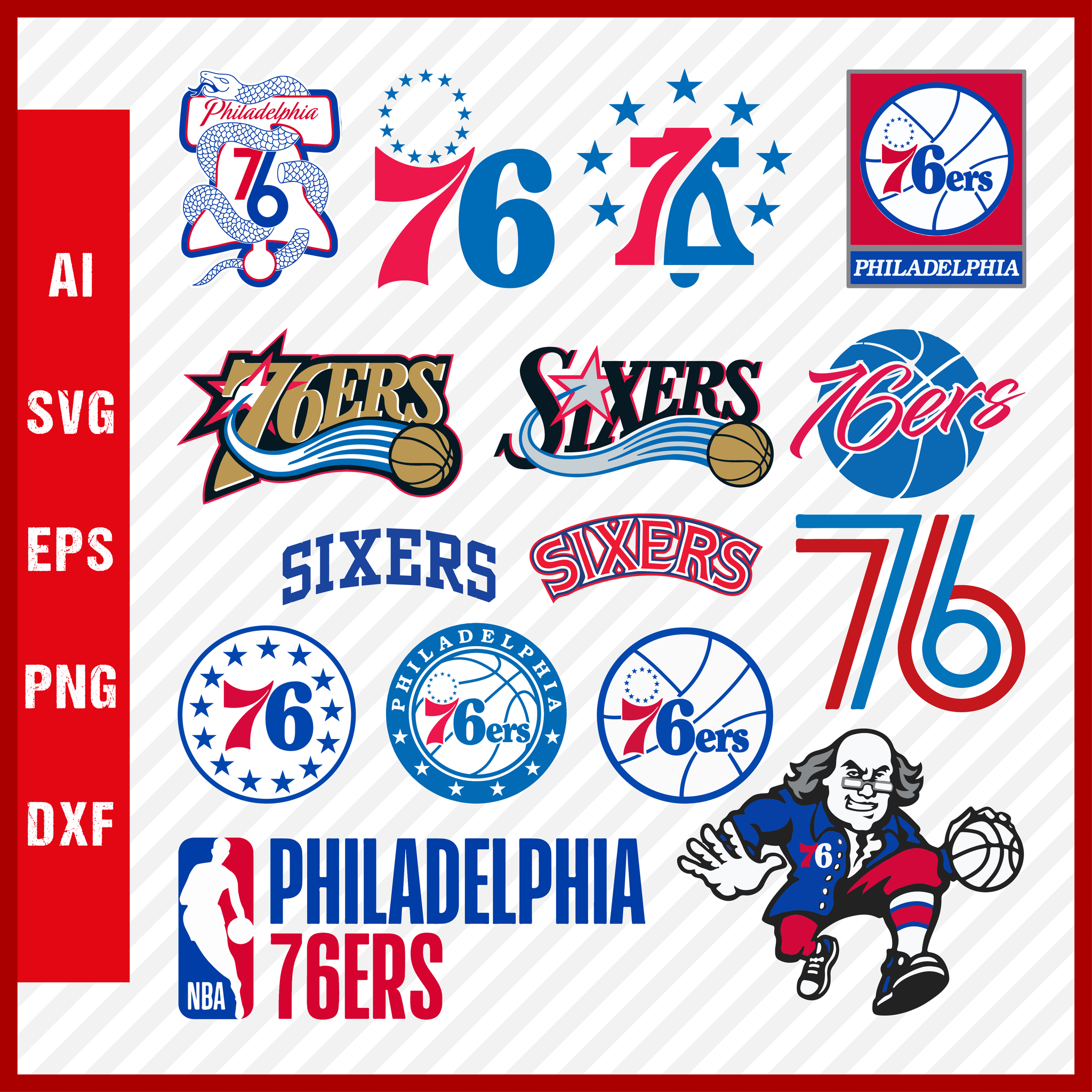 NBA Philadelphia 76ers Sixers Svg Cut Files Basketball Clipart Bundle