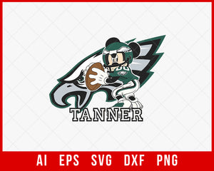 Mickey Mouse with Philadelphia Eagles Logo Clipart Silhouette PNG NFL SVG Cut File for Cricut Digital Download