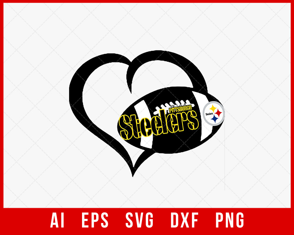 Pittsburgh Steelers Heart Sign Silhouette NFL SVG Cut File for T-shirt Design Cricut Digital Download