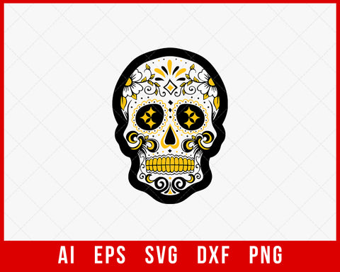 Steelers Football Logo with Skeleton Sticker Print NFL SVG Cut File for Cricut Digital Download
