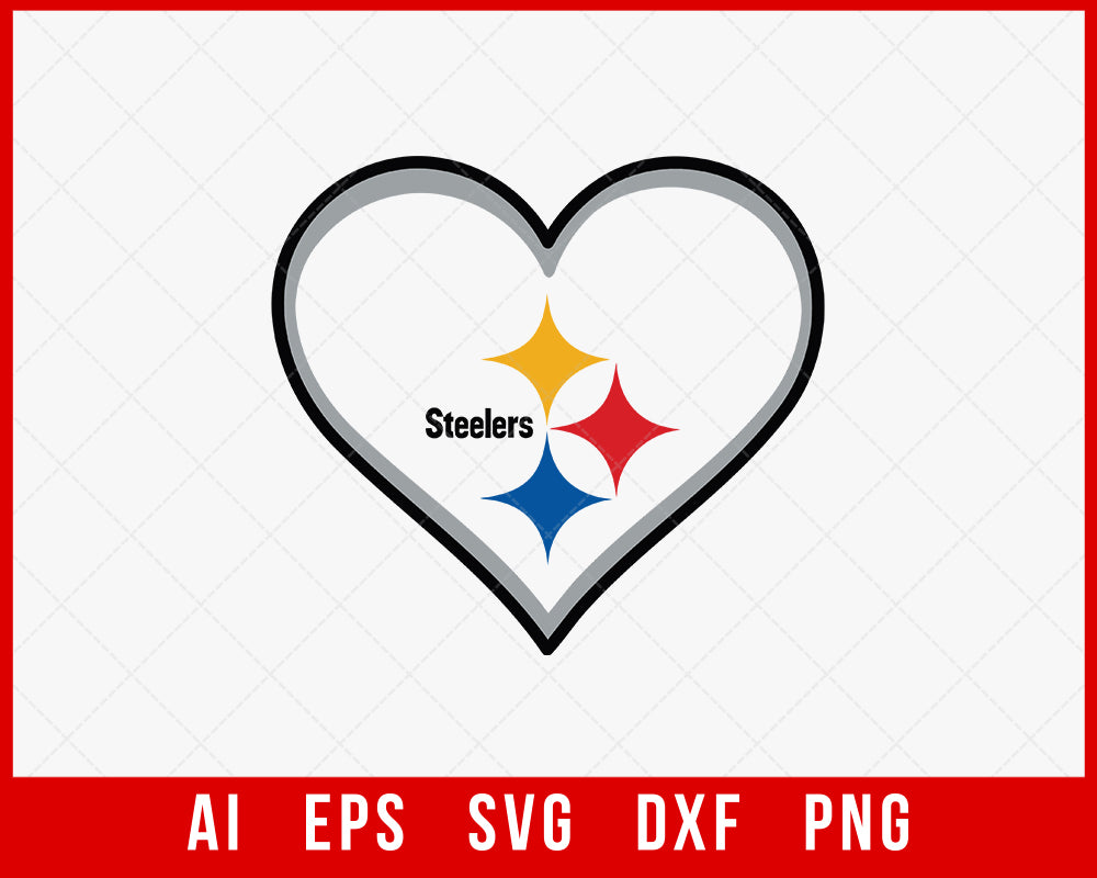 Steelers Football Love Clipart T-shirt Design NFL SVG Cut File for Cricut Digital Download