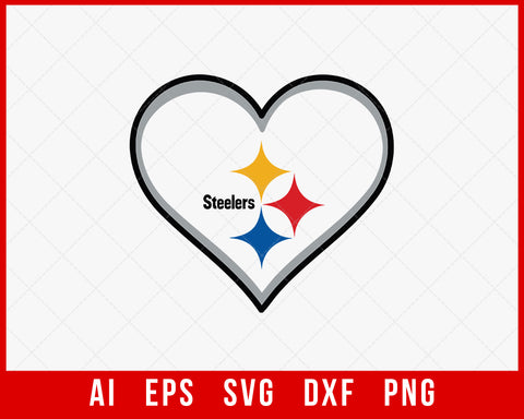 Steelers Football Love Clipart T-shirt Design NFL SVG Cut File for Cricut Digital Download