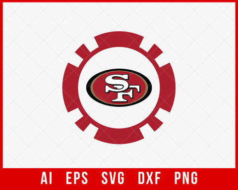 49ers Football Logo Sticker Cutting NFL SVG Cut File for Cricut Digital Download