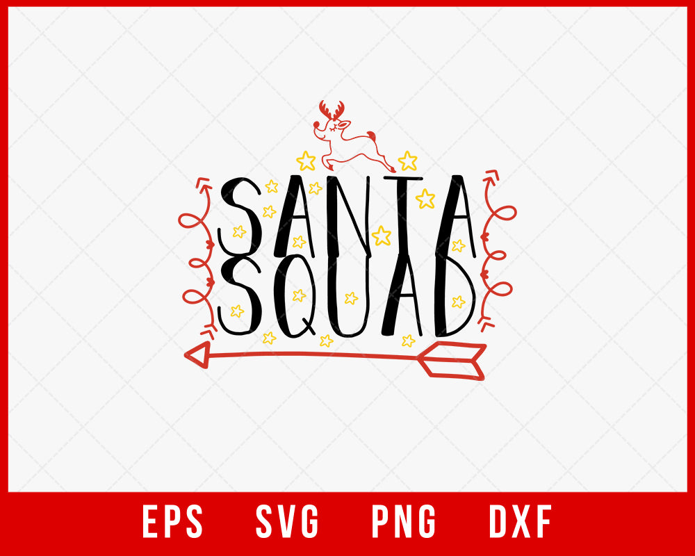 Santa Squad Merry Christmas Sign Cute Elf SVG Cut File for Cricut and Silhouette