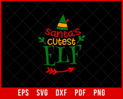 Santa's Cutest Elf Funny Christmas Pajama SVG Cutting File Digital Download
