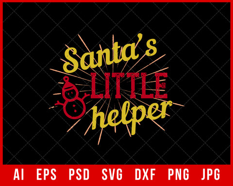 Santa’s Little Helper Funny Christmas Editable T-shirt Design Digital Download File