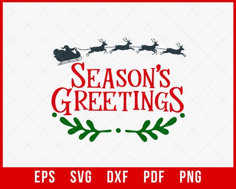 Season's Greetings Funny Christmas Reindeer SVG Cutting File Digital Download