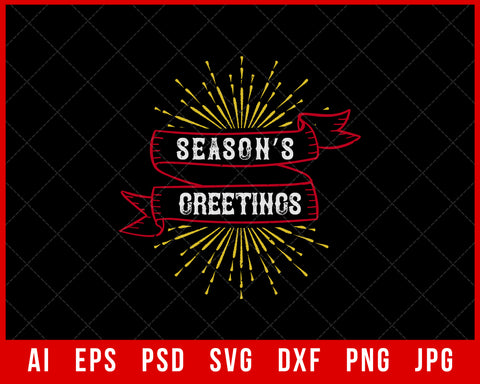Season’s Greetings Funny Christmas Editable T-shirt Design Digital Download File