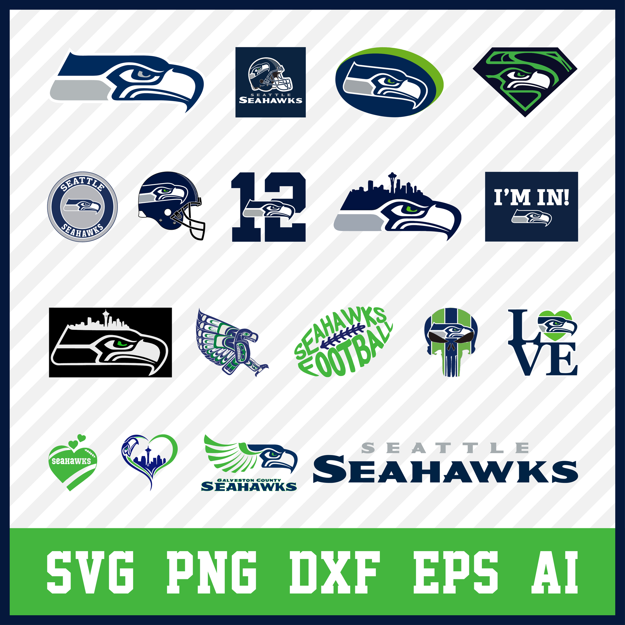 Seattle Seahawks Svg Bundle, Seahawks Svg, Seattle Seahawks Logo, Seahawks Clipart, Football SVG bundle, Svg File for cricut, Nfl Svg  • INSTANT Digital DOWNLOAD includes: 1 Zip and the following file formats: SVG, DXF, PNG, EPS, PDF  • Artwork files are perfect for printing, resizing, coloring and modifying with the appropriate software.