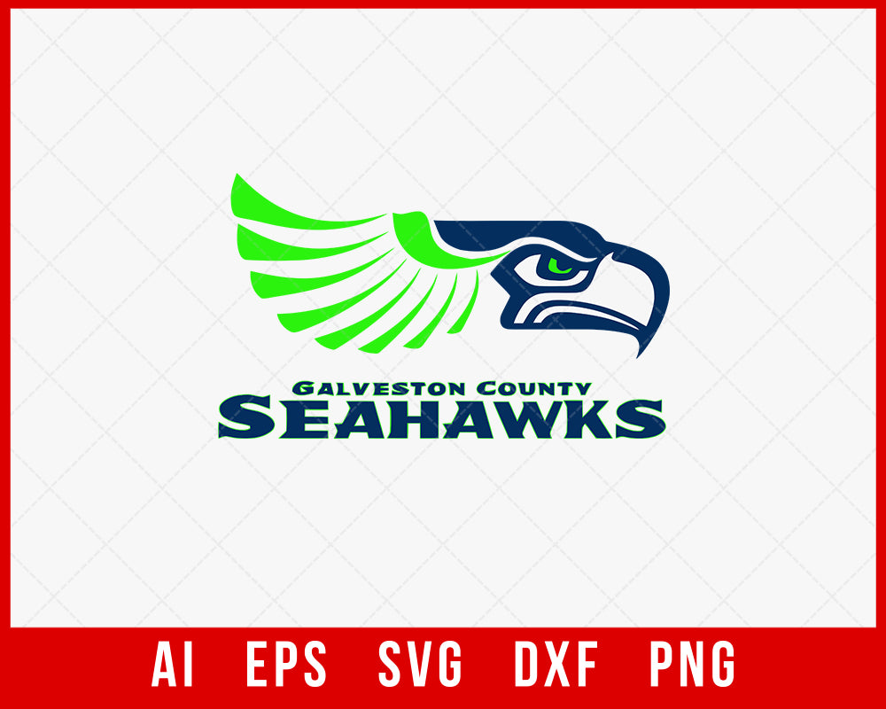 Seahawks Head Clipart Football Silhouette SVG Cut File for Cricut Digital Download