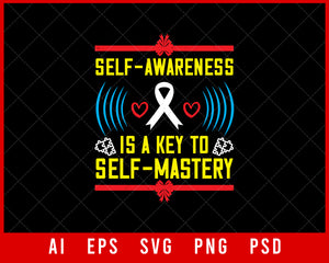 Self-Awareness Is A Key To Self-Mastery Editable T-shirt Design Digital Download File