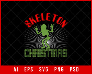 Skeleton Christmas Dabbing Funny Editable T-shirt Design Digital Download File
