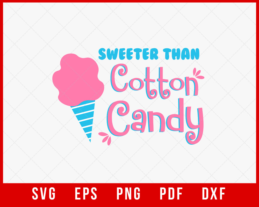 Sweeter Than Cotton Candy Summer T-shirt Design Digital Download File