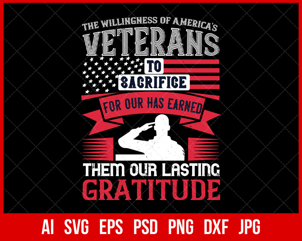 The Willingness of America's Veterans T-shirt Design Digital Download File
