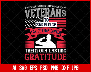 The Willingness of America's Veterans T-shirt Design Digital Download File