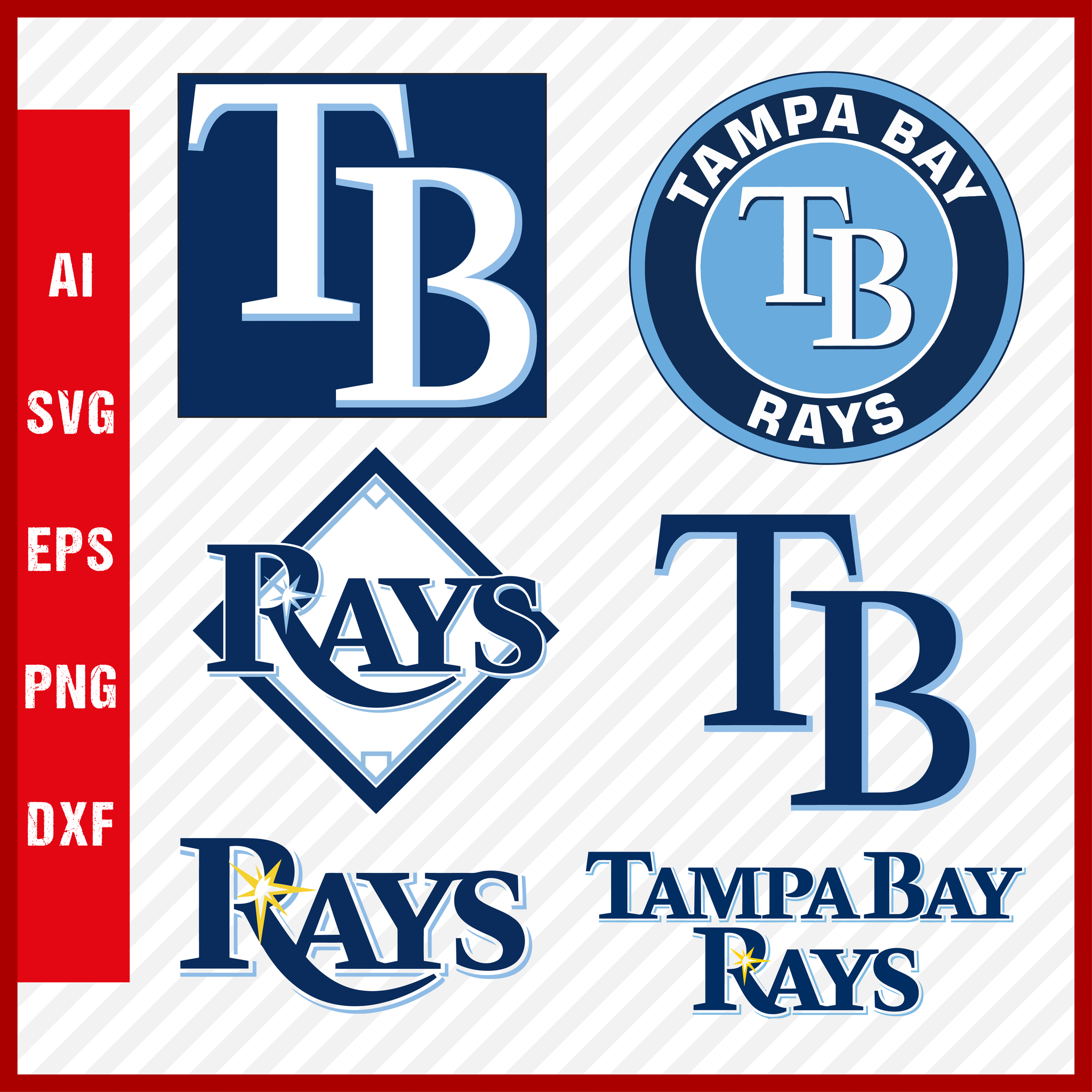 Tampa Bay Rays MLB Svg Cut Files Baseball Clipart Bundle