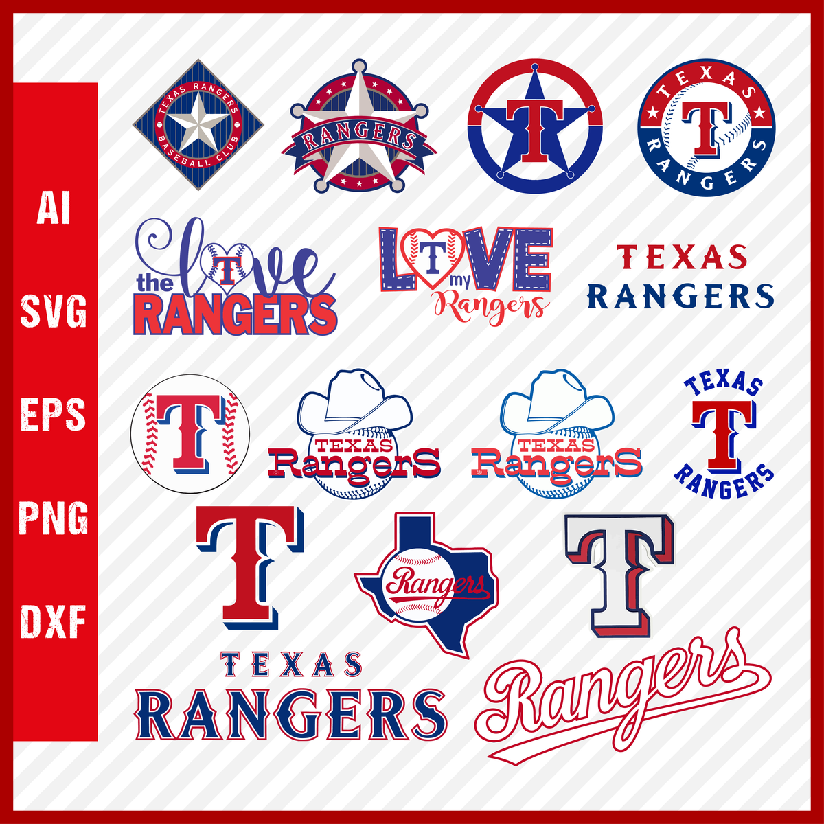 Texas Rangers MLB Svg Cut Files Baseball Clipart Bundle ...