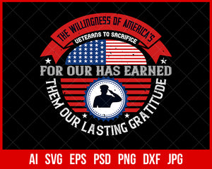 The Willingness of America's Veteran T-shirt Design Digital Download File