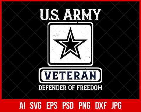 U.S. Army Veteran Defender of Freedom T-shirt Design Digital Download File