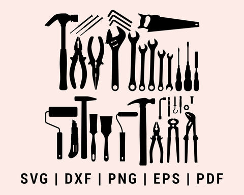 Tools Collection Cut File For Cricut Bundle SVG, DXF, PNG, EPS, PDF Silhouette Printable Files