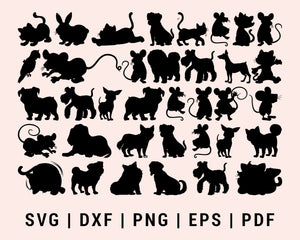 Set Of Pets Character Cut File For Cricut Bundle SVG, DXF, PNG, EPS, PDF Silhouette Printable Files