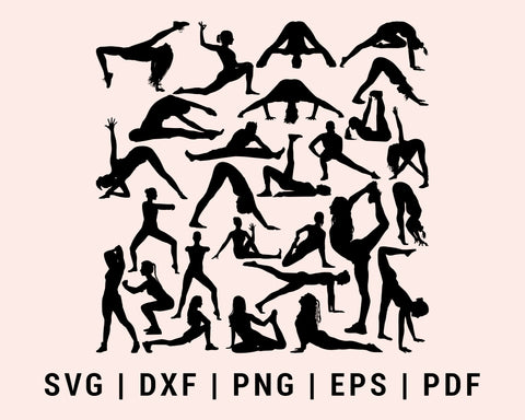 Yoga Mediation Fitness Exercise Practice Cut File For Cricut Bundle SVG, DXF, PNG, EPS, PDF Cricut Silhouette Printable Files