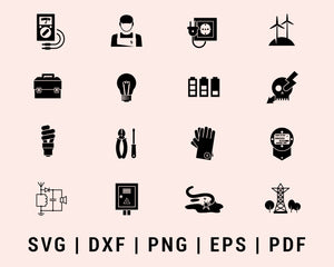 Electricity Engineer Icon Cut File For Cricut Bundle SVG, DXF, PNG, EPS, PDF Silhouette Printable Files