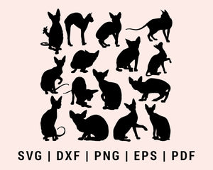 Sphynx Cats Cut File For Cricut Bundle SVG, DXF, PNG, EPS, PDF Silhouette Printable Files