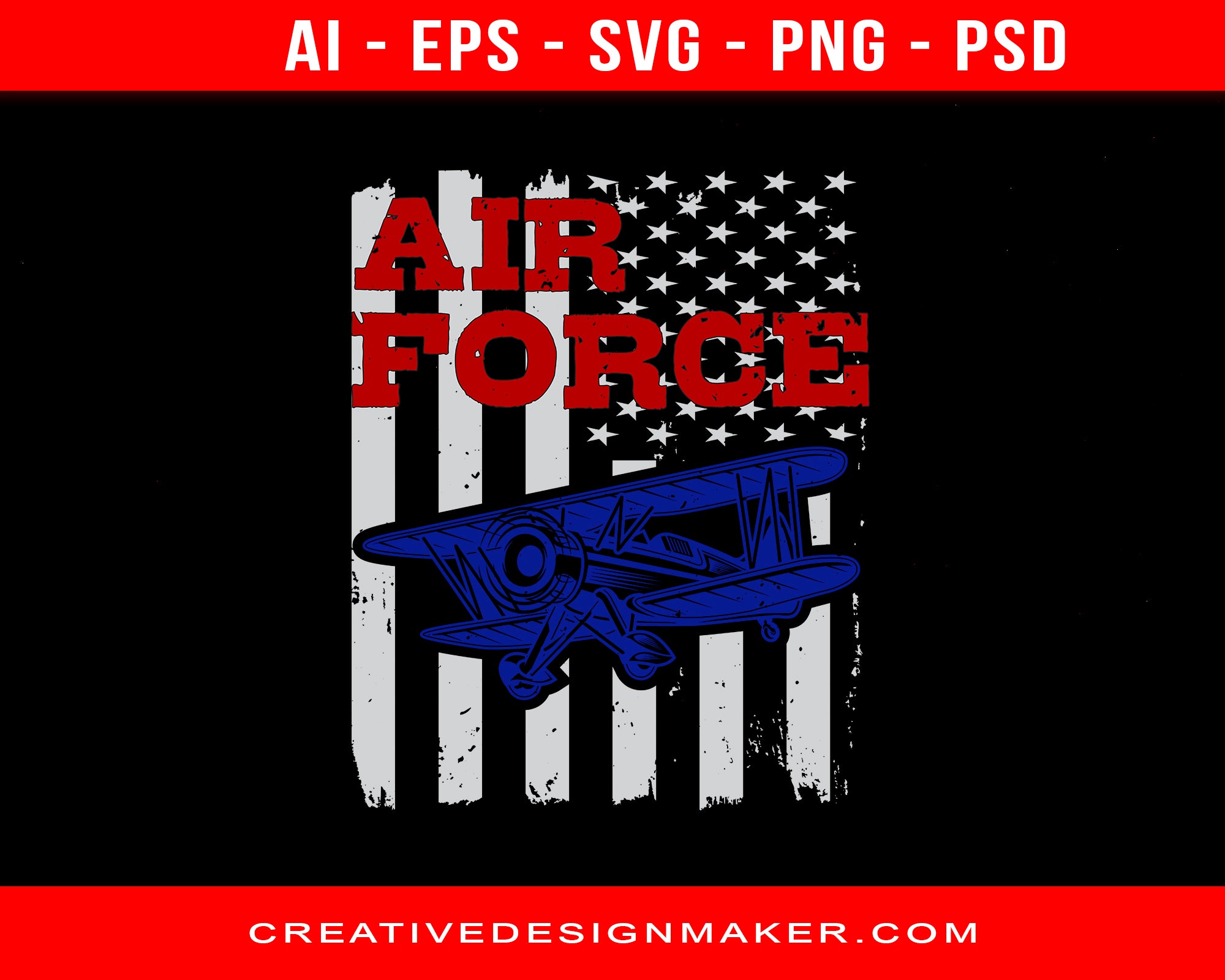 Air Force Print Ready Editable T-Shirt SVG Design!