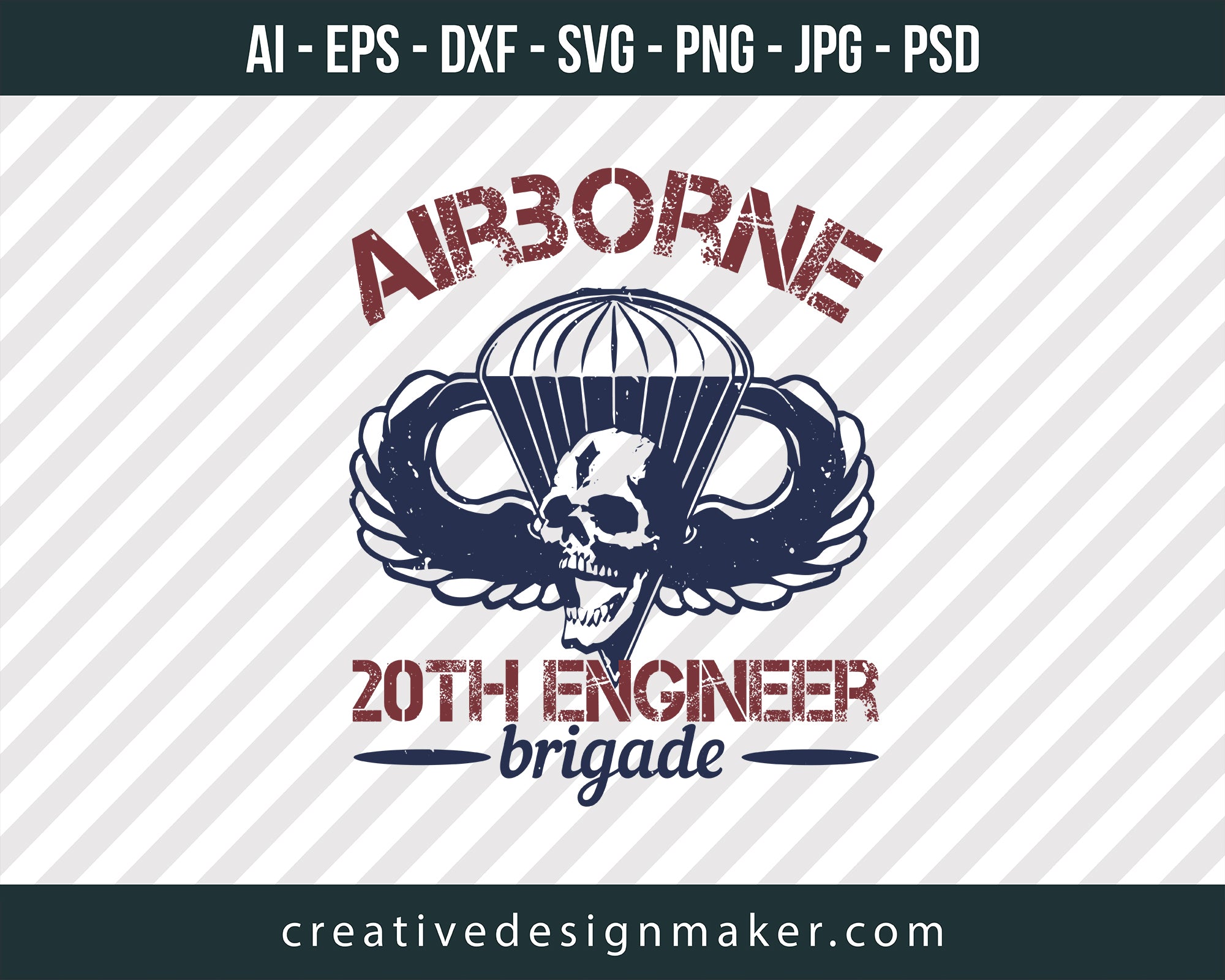 Airborne 20th Engineer Brigade Engineer Print Ready Editable T-Shirt SVG Design!