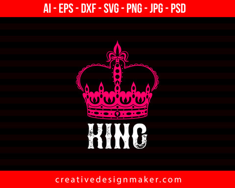 King Couple Print Ready Editable T-Shirt SVG Design!