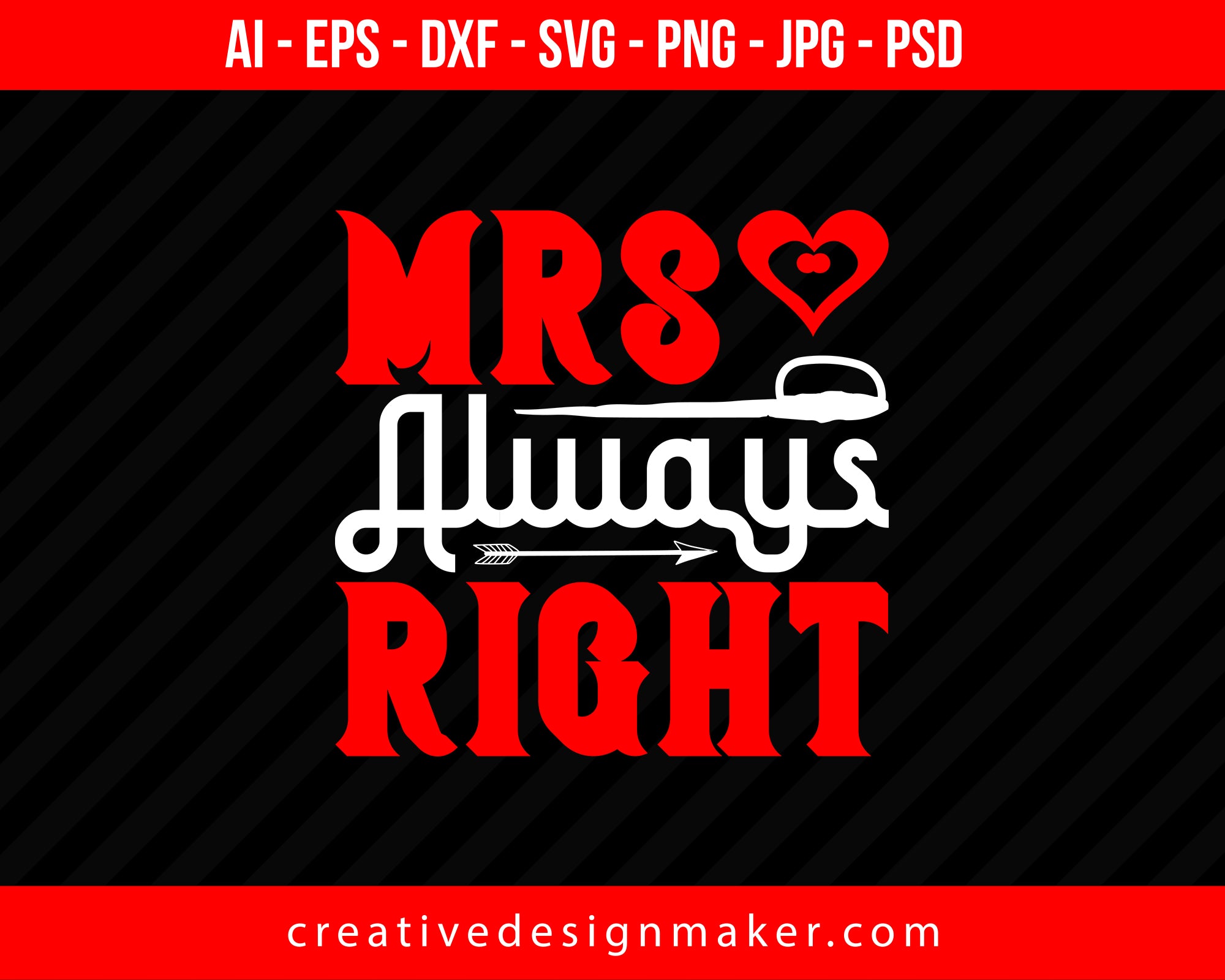 Mrs. Always Right, Couple Print Ready Editable T-Shirt SVG Design!