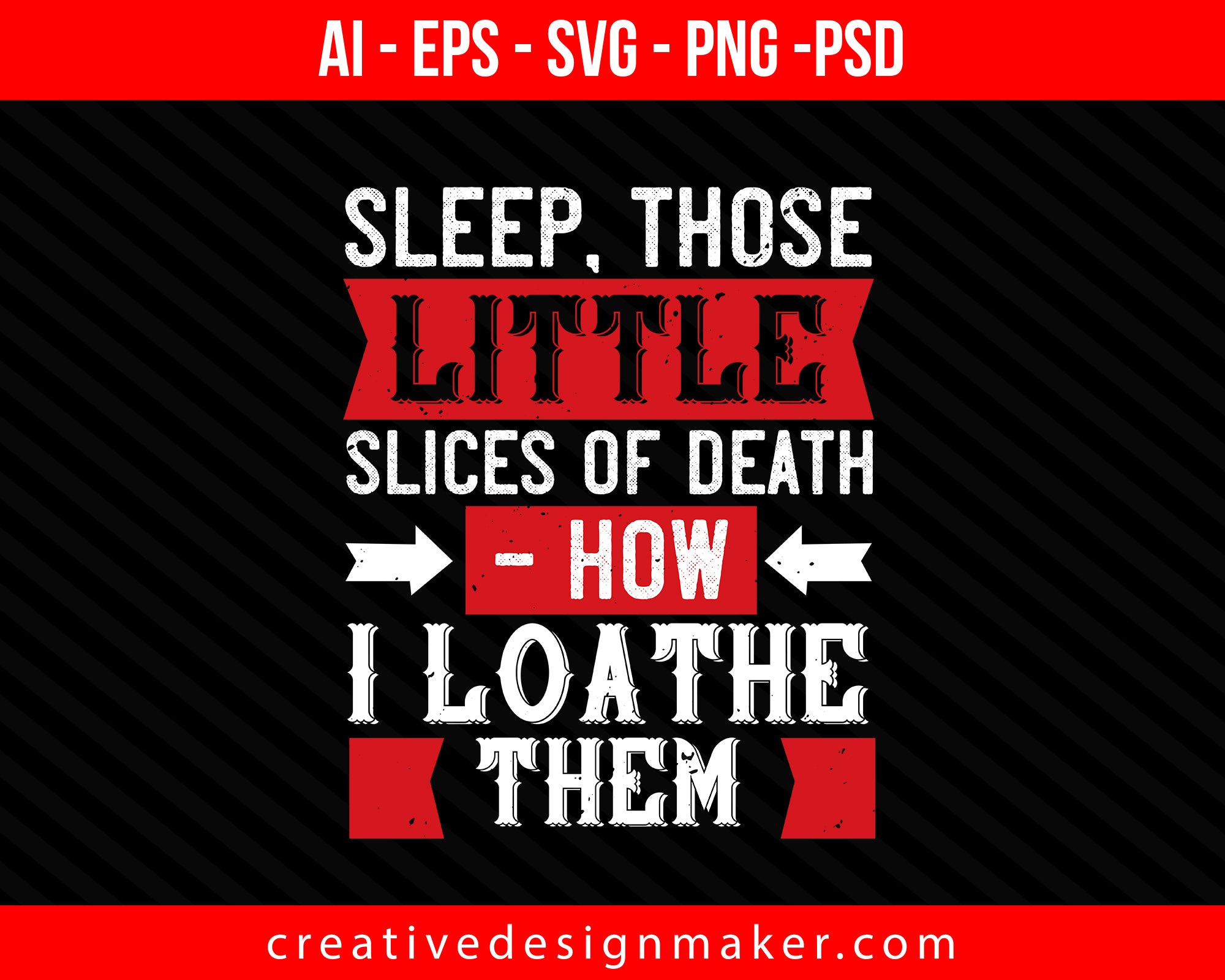 Sleep, those little slices of death how I loathe them Print Ready Editable T-Shirt SVG Design!