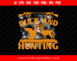 Duck And Hunting Print Ready Editable T-Shirt SVG Design!