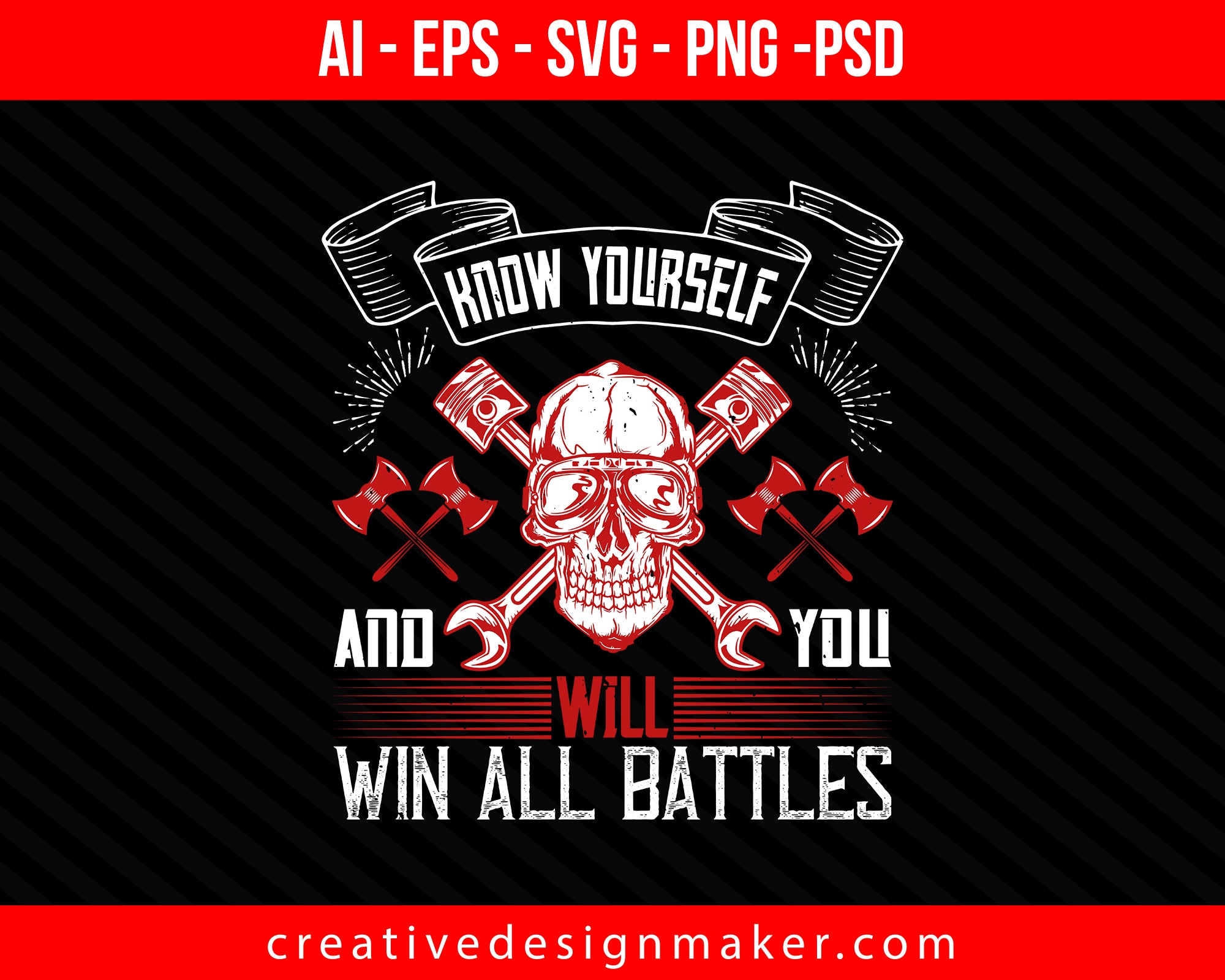 Know yourself and you will win all battles Coaching Print Ready Editable T-Shirt SVG Design!