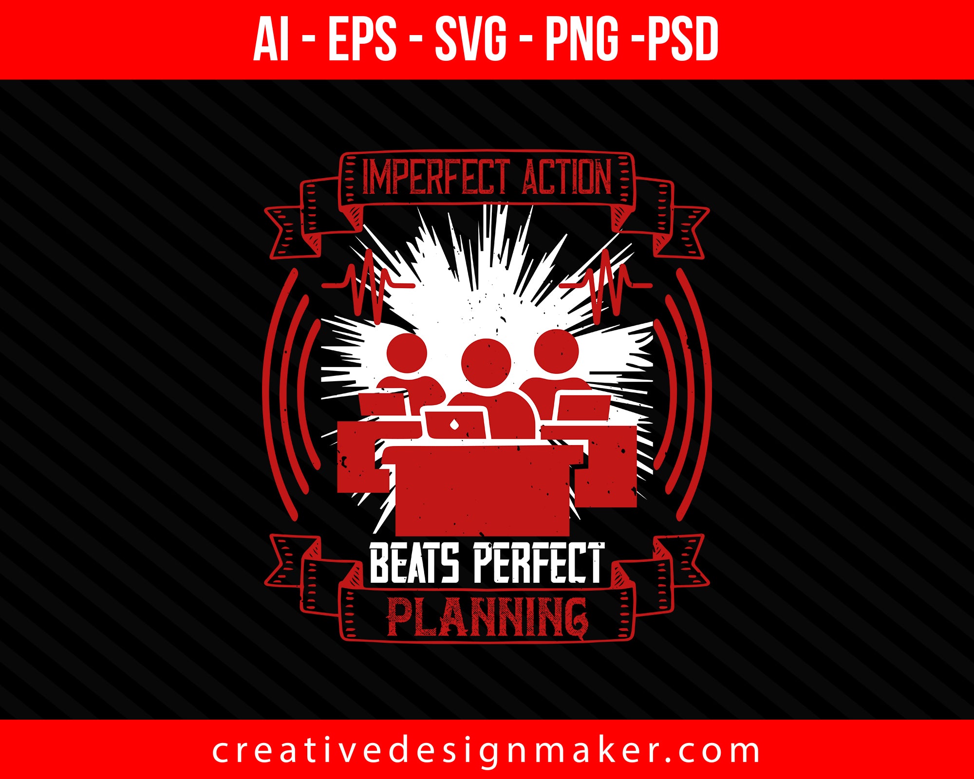 Imperfect action beats perfect planning Coaching Print Ready Editable T-Shirt SVG Design!